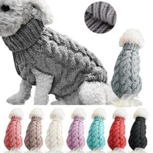 Hunde Strickpullover Zopfmuster für den Winter